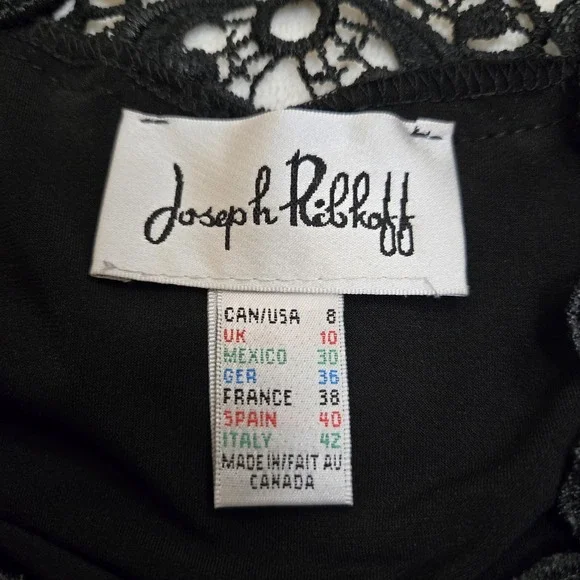 VTG Joseph Ribkoff Black Sleeveless Top Intricate Lace Statement Neckline Size 8 - Picture 6 of 6